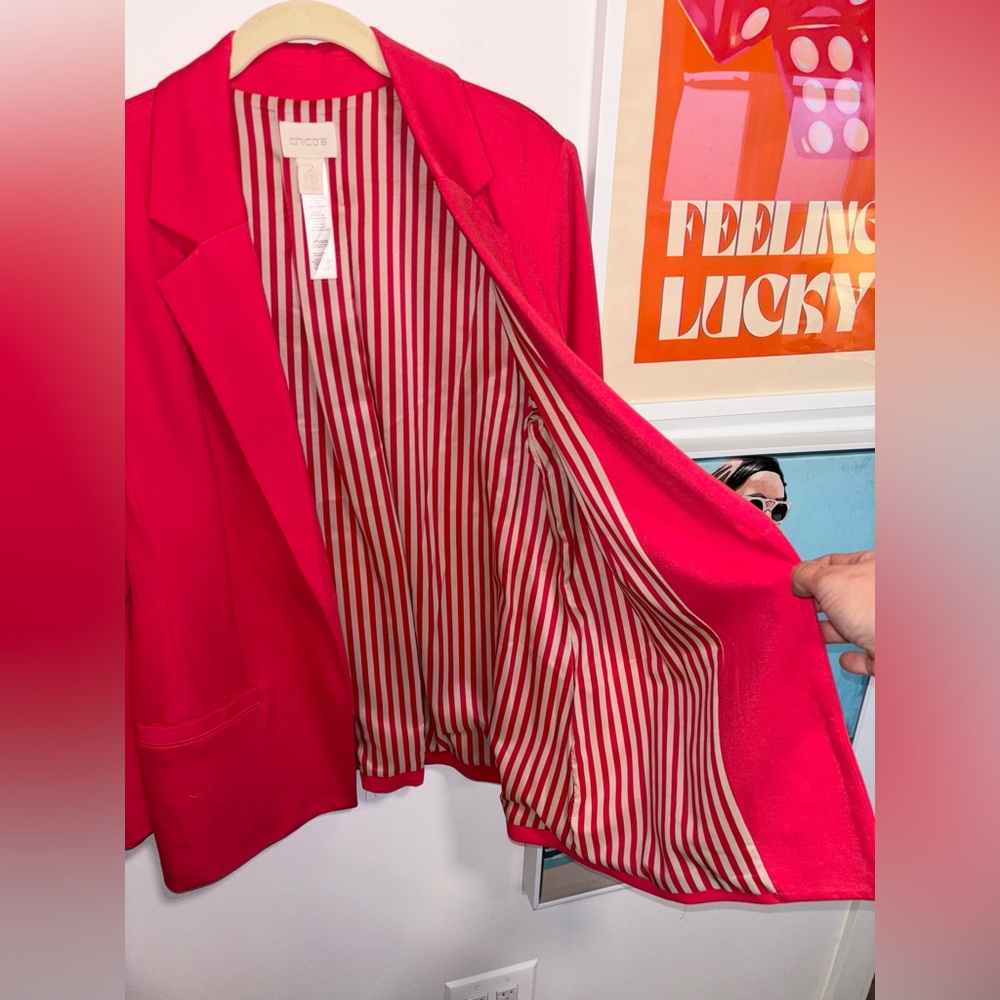 Chicos Blazer Red Poppy Color